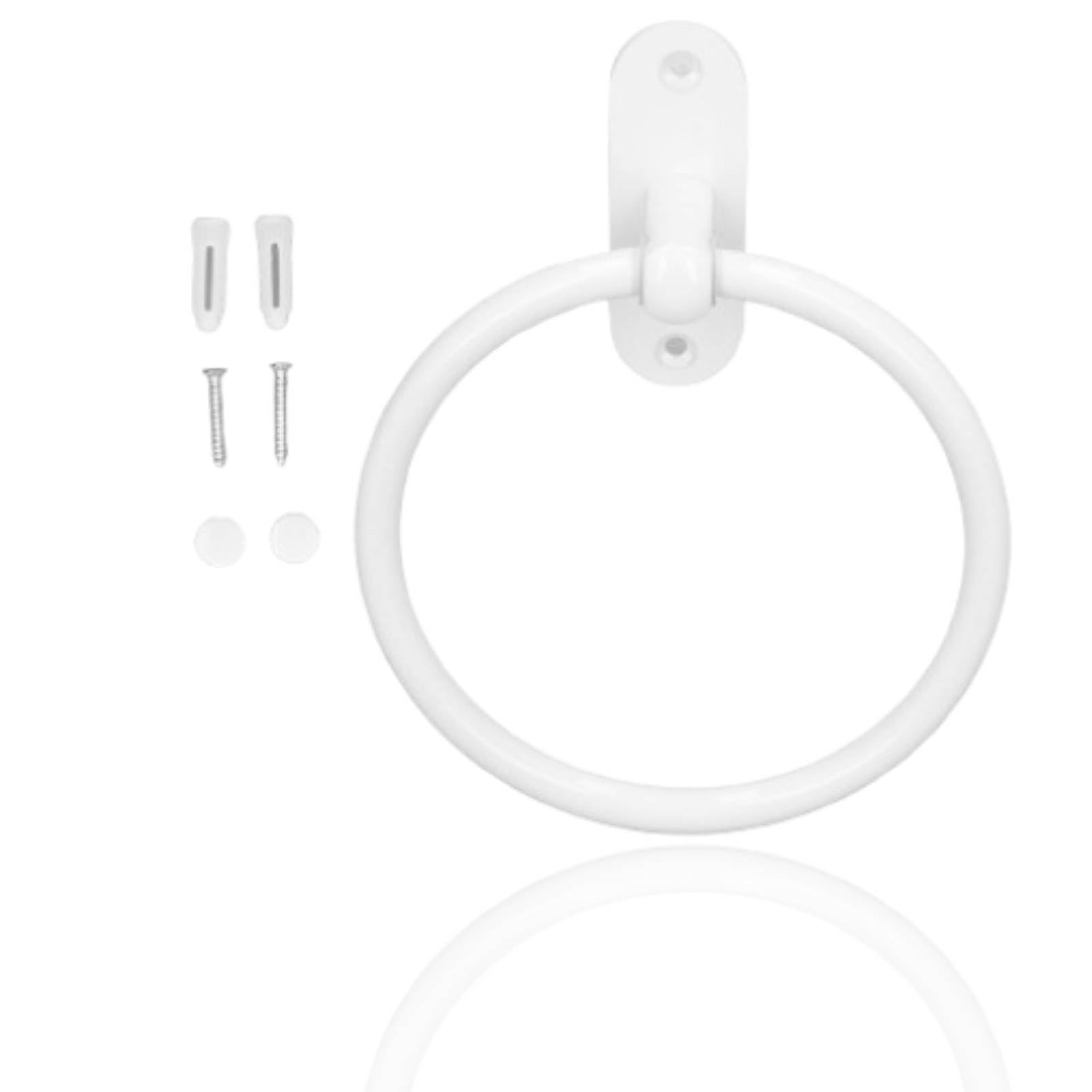 White Aluminum Alloy Towel Rings, Wall Mounted Hand Towel Holder Rack for Bathroom, Space Saving, Heavy Duty Towel Ring for Home Hotel