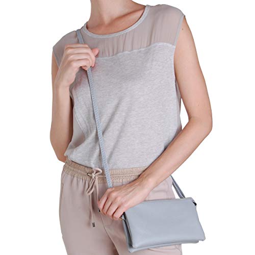 Humble Chic Vegan Leather Small Crossbody Bag or Wristlet Clutch Purse, Includes Adjustable Shoulder and Wrist Straps, Dove Grey, Light Gray - Thumbnail 2
