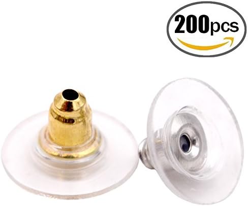 Bullet Clutch Earring Backs - 200pcs Earring Safety Backs with Pad Gold and Silver