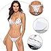X-HERR Women Push up Triangle Brazilian Thong Bikini Set Swimsuits(Marble & White,Large)