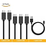 6 Pack Micro USB Cable Android High Speed USB Charging Cables for Samsung, HTC, Motorola, Nokia, Kindle, MP3, Tablet by SHARLLEN(3x 0.6ft, 2x3.3 ft, 1x 9.9ft)