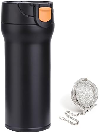 WALJIN Vacuum Insulated Stainless Steel Travel Mug with Easy-Clean Lid,360ml (Black)