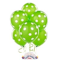 Mayflower Distributing Lime with White Polka Dots 11" Latex Balloons (6)