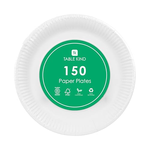Table Child x 150, 22 cm, Environmentally Friendly Paper Plates for Birthday, Environmentally Friendly, Recyclable, Disposable Tableware, Biodegradable Party Accessories, Home Compostable, Made in the EU