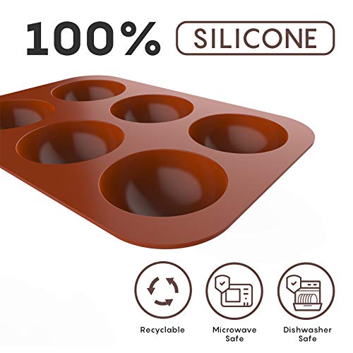 2Pack 6 Holes Chocolate Making Silicone Mold, Round Shape Silicone Mold, For Cake, Jelly, Pudding, Hot Chocolate Bomb