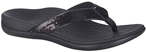 Vionic with Orthaheel Technology Womens Tide Sequins Black Thong Sandal - 8 M