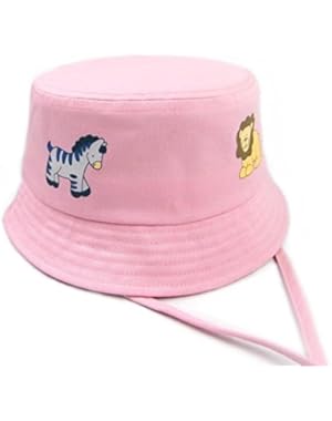 Unisex Kids Bucket Brim Sun Hat Breathable Cotton Fisherman Hats with Adjustable Lovely Sun Protection Caps