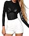 CLOZOZ Women's Long Sleeve Short Sleeve Sheer Mesh Tops Sexy See Through T Shirts Clubwear