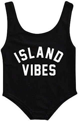 Baby Girls Solid Swimwear One Piece Swimsuit Beach Wear For Kids 1-5Y (3-4 Years, Island Vibes Black)