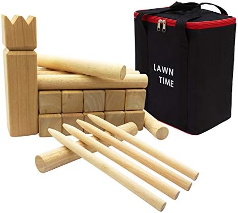 Kubb Game Set - Rubberwood Kubb Viking Chess,Summer Outdoor Game Set for All Ages - Kubb Viking Lawn Game with Carry Bag - Fun Outdoor Lawn Game Kubb Outdoor Yard Game, Lawn Games for Family