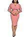 VERWIN V Neck Lantern Sleeve Beading Sheath Midi Dress Evening Cocktail Causal Bodycon Dress