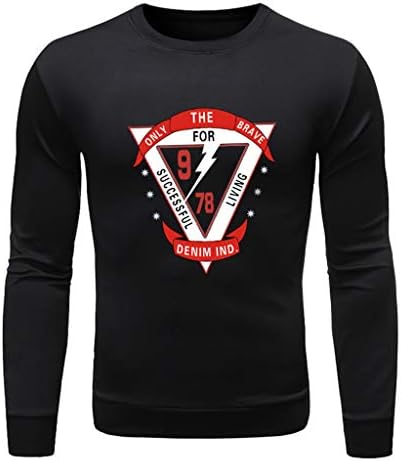 MIUCAT😸Tops for Mens Simple Slim Long-Sleeved Round Neck Solid Color Printing Sweater Shirts Blouse