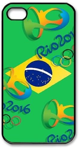iphone4 iphone4s Case,Rio de Janeiro Olympic Games Series- Colorful and Cute Pattern Durable Hard Plastic Scratch-Proof Protective Case,Black 02
