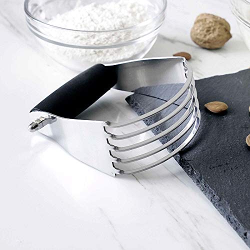 Pastry Dough Blender - Stainless Steel 5 Blade Pastry Dough Blender - Professional Commercial Grade Hand Held Egg Flour Cheese Mixer Cutter