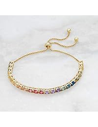 Ross-Simons 5.52 ct. t.w. Multicolored CZ Bolo Bracelet in 18kt Gold Over Sterling