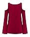 ZANZEA Ladies Off Shoulder Lace Crochet Hollow Long Sleeve Loose Blouse Tops (8, Red)