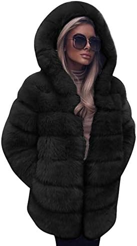 Women Fluffy Coat,Popular Fleece Warm Outwear Long Sleeve Hooded Cardigan Oversize Luxury Faux Fur Jacket