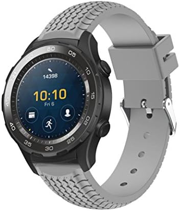MotionX Replacement Luxury Soft Silicone Watch Strap Wrist Band For Huawei Watch 2 Smart Watch Bracelet (Grey)