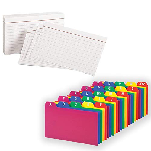 Index Card Storage Box, Black, 3x5” with Poly Card Guides, AZ, 3 x 5