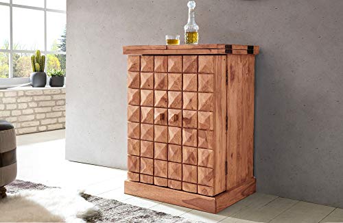 KADIMA DESIGN Hausbar Massivholz Akazie Vitrine ausklappbar Landhausstil Barschrank – Bild 8