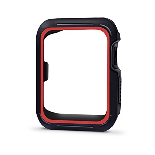 i-Liu Compatible Apple Watch Case 38mm Screen Protector TPU Rugged Protective Case Compatible iWatch Cases for Men Series 3 Series 2 Series 1 Shock-Proof Waterproof Nike+ Sports & Edition-Black & Red