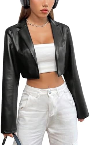 Amazon.com: SHENHE Women's Y2k Cropped Moto Biker Jacket Zip Up