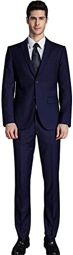 GEMENTLE Men's 2 Pieces 2 Buttons Slim Fit Formal Business Suit with Expandable-Waist Pants