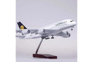 ANDSYYDS 1:160 Model Airplane Lufthansa 380 Plane Models Diecast Airplanes Scale Large Plastic Resin Plane Model for Collection or Gift (White, with Lights)