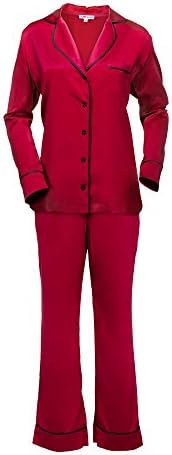 Sleep Luxe Women's Long Sleeve Satin Pajama Set Pink