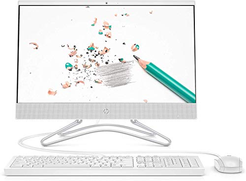 Premium HP All-in-One Desktop Computer PC, 21.5″ FHD IPS Display, 8th Gen Intel Celeron G4900T 2.9GHz, 4GB DDR4 128GB SSD, DVD 802.11ac BT 4.2 Privacy Webcam HDMI USB Keyboard & Mouse Win 10 -White