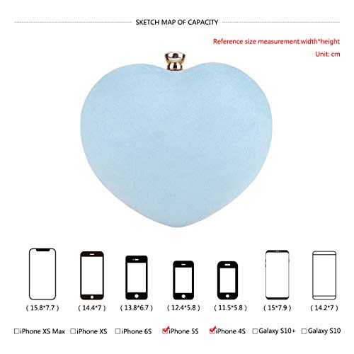 Fawziya Heart Shaped Clutch Velvet Evening Bags And Clutches For Women-Turquoise Blue