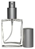 Riverrun Perfume Atomizer, Glass Bottle, Matte Silver Sprayer 60ml 2 oz