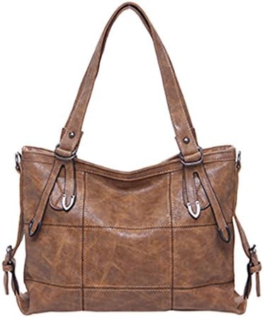 Firstider Women's Leather Handbags Big Casual Tote Bag Ladies Shoulder Bag Brown1 35x13x25cm