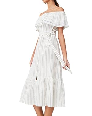 Mango Women's Printed Off-Shoulder Dress