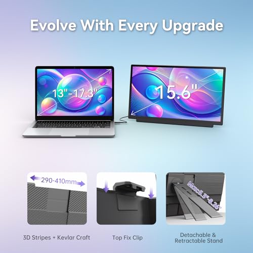 Teamgee 15.6" Laptop Screen Extender, M5 Dual-Use Portable Monitor – Clamp or Standalone, FHD IPS USB-C Plug & Play, Multi‑Function Kickstand, for Windows, Mac & Android
