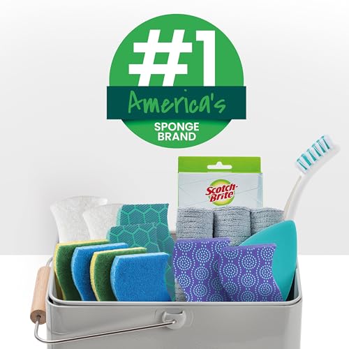 SCOTCH-BRITE NON-SCRATCH SCRUB SPONGES, FOR WASHING DISHES AND CLEANING KITCHEN, 9 SCRUB SPONGES