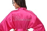 Vogue Bridal Women's Satin Rhinestone Short Wedding Kimono Robe