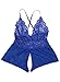 Lingerie Bodysuit for Women One Piece Lace Teddy Valentine's Day Lingerie (Large, Blue.)