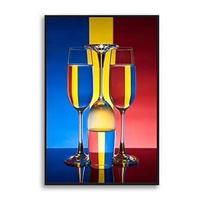 Framed Canvas Wall Art Wine Glass Canvas Prints Home Artwork Decoration for Living Room,Bedroom - 16x24 inches