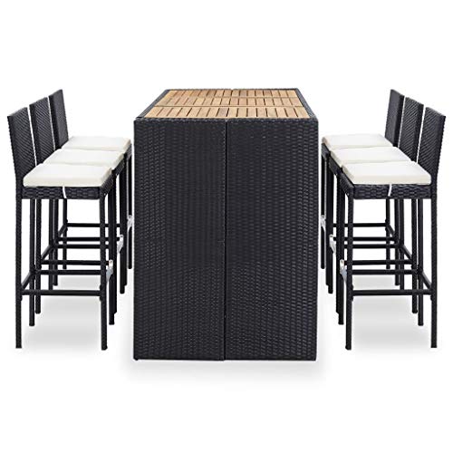 vidaXL Gartenbar Set 7-TLG. mit Auflagen Theke Bar Tresen Gartentheke Bartisch Stehtisch Barhocker Barstuhl Gartenmöbel… – Bild 3