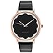 WRISTOLOGY Olivia Womens Watch Scallop Rose Gold Boyfriend Ladies Black Leather Strap Band
