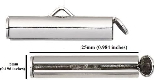 10pcs Slide On Tube Clasps for Loom Jewelry Connectors Findings Silver Tone 25x5mm Beading