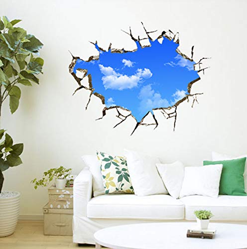 Xbwy 50x70cm Window Wall Blue Sky White Clouds Wall Stickers