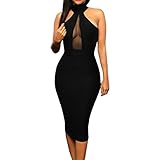 Goddessvan Sexy Women's Bodycon Crew Neck Party Evening Cocktail Mini Short Dress