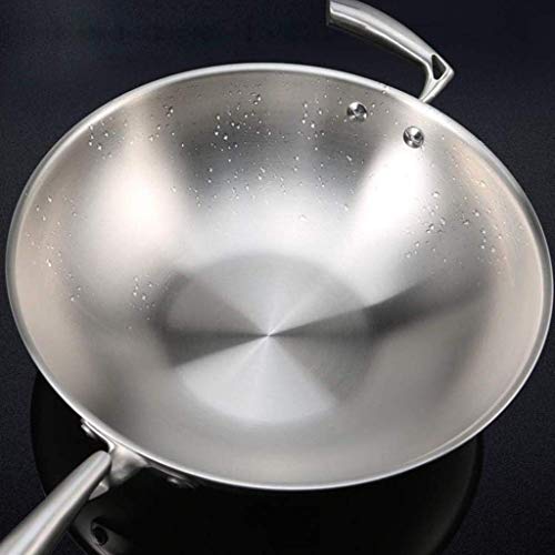XLEVE Stainless Steel Wok，HardAnodized Aluminum Wok with lid, Nonstick