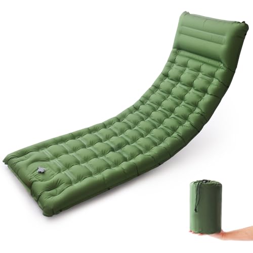SWTMERRY High Quality Inflatable Sleeping Mat - 12cm Thickened Sleeping Mat with Foot Pump & Pillow, Waterproof Lightweight Space Saving Air Mattress for Outdoor Camping, Hiking, Beach, Travel, Tent