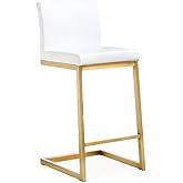 Tov Furniture Parma White Performance Vegan Leather and Gold Steel Counter Stool - Set of 2