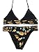 Sherry007 Womens Printed Cut Out Bikini Halter Racerback Swimsuit Beachwear, 228Black, Large