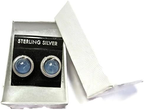 Blue Kyanite &amp; Sterling Silver Coiled Stud Post Earrings