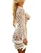 Gogoboi Sexy Women Deep V Neck Long Sleeve Lace Mesh Beach Cover Up See Through Maxi Dress (S)